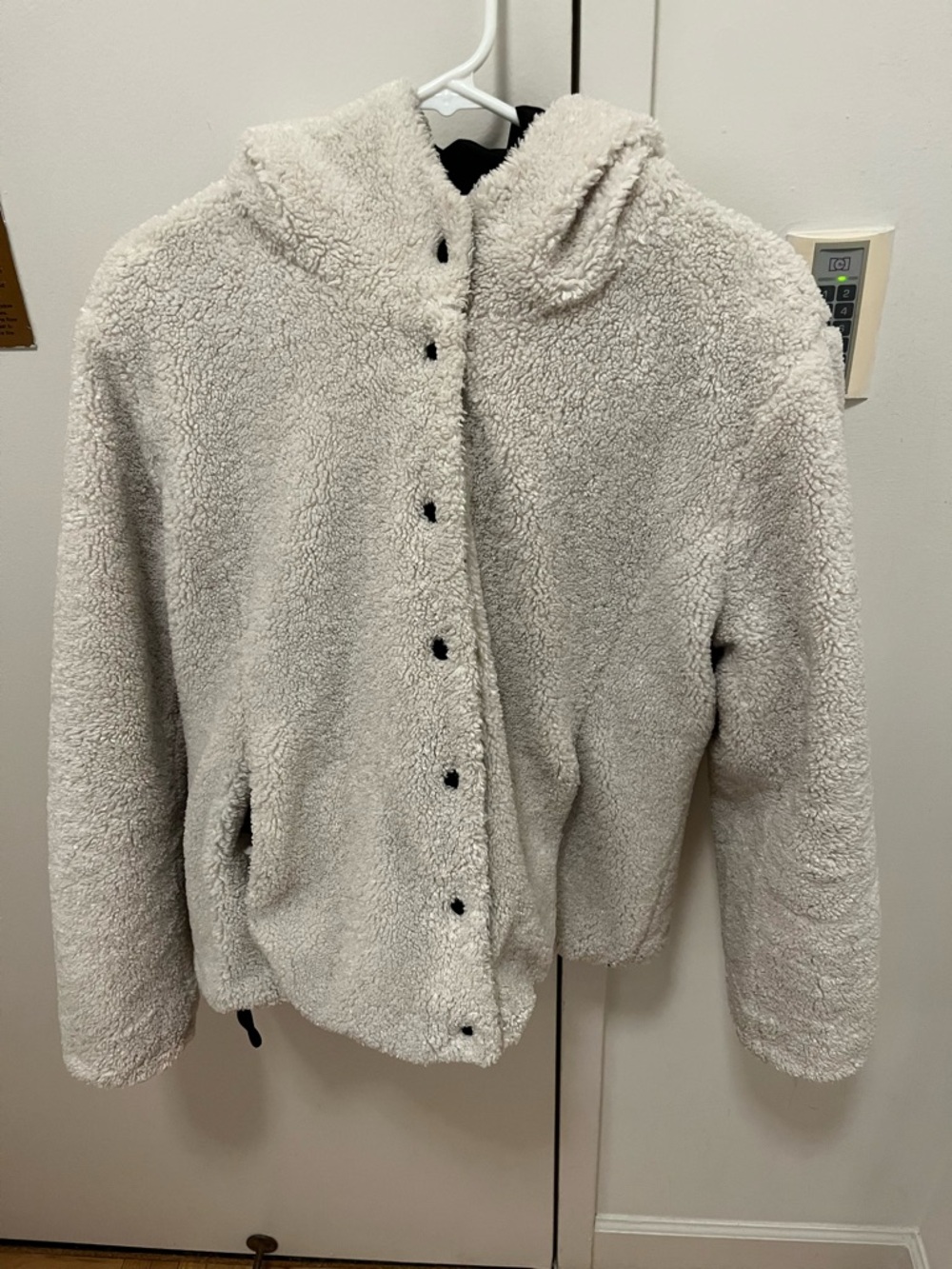 NWOT! Sanctuary Reversible Black Jacket with White Sherpa Trim with Hood